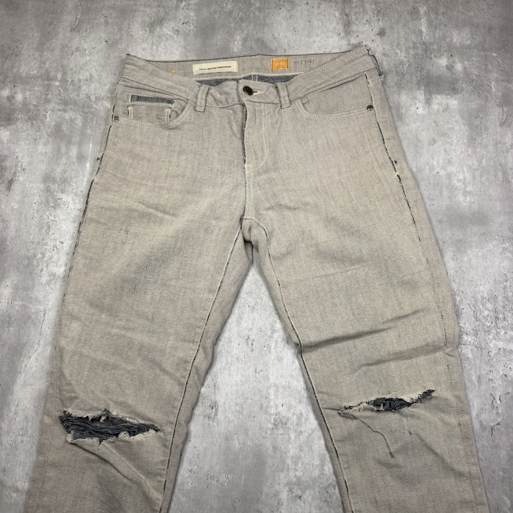 Pilcro And The Letterpress Light Gray Slim Straight Jeans Size 27 Distressed